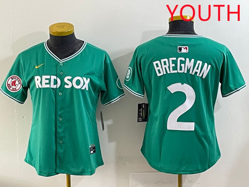 Youth 2025 Boston Red Sox #2 Bregman Dark Green Joint Name Nike MLB Jersey style 8